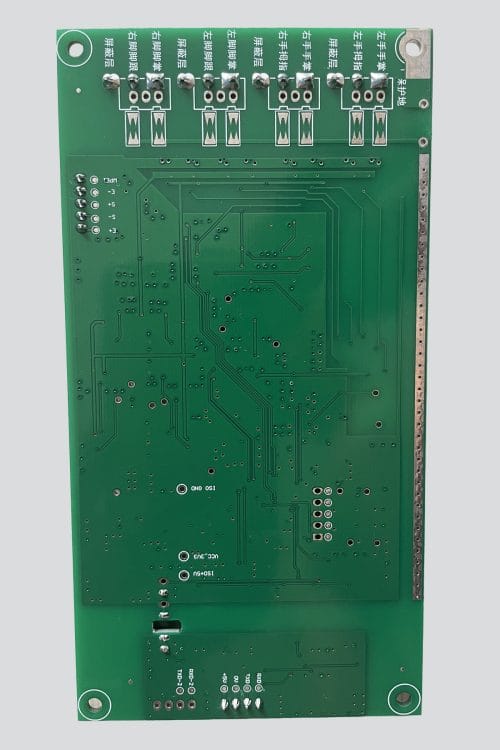 The back PCB of the iBodyinfo BCM-MF270 8-electrode dual-frequency BIA module, displaying its stable circuit tracing and high-quality craftsmanship.