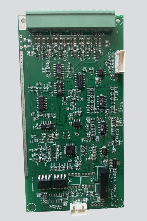 Front view of the iBodyinfo BCM-MF270 8-electrode dual-frequency BIA module, showcasing the core circuitry designed for commercial smart scales.